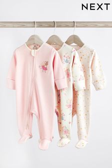 Rosa - Baby-Schlafanzüge mit Zwei-Wege-Reißverschluss im 3er-Pack (0-2yrs) (N52033) | 30 € - 33 €