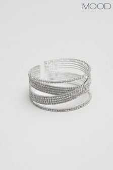 Mood Silver Crystal Diamante Cross Over Cuff Bracelet (N52124) | €10