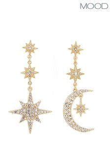 Mood Gold Tone Mix And Match Stars And Moon Drop Earrings (N52178) | LEI 72