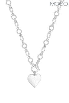Mood Silver Molten Heart Ball Chain Long Pendant Necklace (N52271) | 115 zł