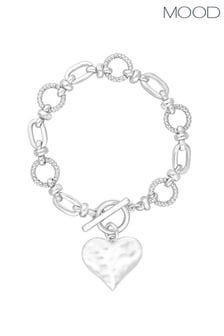 Mood Silver Molten Heart Ball Chain Bracelet (N52272) | 90 zł