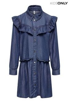 ONLY KIDS Long Sleeve Tierred Denim Smock Dress (N52365) | $55