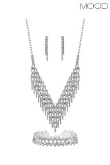 Mood Silver Tone Crystal 3 Piece Shower Matching Jewellery Set (N52418) | $44
