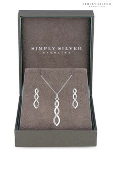 Simply Silver 925 Cubic Zirconia Infinity Set - Gift Boxed