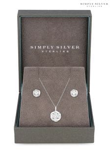 Simply Silver Sterling Silver Tone 925 Cubic Zirconia Knot Set - Gift Boxed (N52434) | 230 SAR