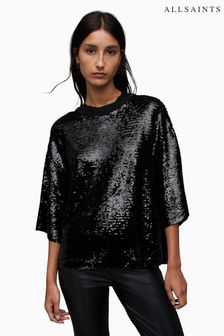 AllSaints Black Juela T-Shirt (N52502) | OMR72