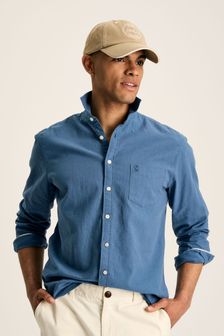 Joules Linen Blend Blue Plain Long Sleeve Shirt (N52521) | $79
