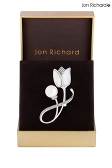 Jon Richard Silver Tone Mother Of Pearl And Pearl Tulip Gift Boxed Brooch (N52531) | LEI 167