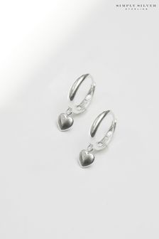 Simply Silver Polished Heart Hoop Earrings