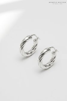 Simply Silver Sterling Silver Chubby Polished Twist Hoop Earrings (N52545) | kr519