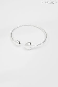 Simply Silver Sterling Silver 925 Puff Heart Cuff Bracelet (N52551) | AED471