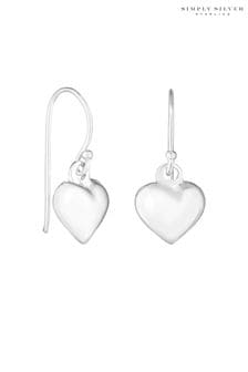 Simply Silver Silver Tone Puff Heart Drop Earrings (N52591) | AED69