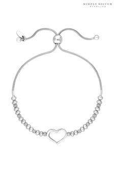 Simply Silver Sterling Silver Tone Silver 925 Open Heart Toggle Bracelet (N52592) | Kč1,785