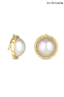 Jon Richard Gold Tone Large Pearl Bouton Clip Earrings (N52625) | ₪ 101