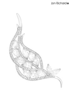 Jon Richard Silver Tone Crystal Cubic Zirconia Swirl Leaf Brooch (N52637) | SGD 62