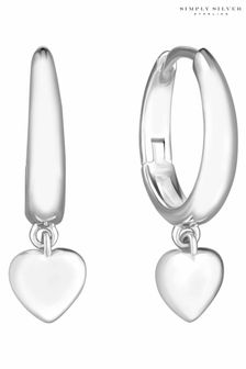 Plata de ley - Pendientes de aro con colgante pequeño de corazón de Simply Silver (N52661) | 35 €