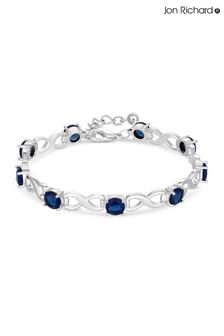 Jon Richard Silver Tone Crystal Infinity Blue Stone Station Bracelet (N52763) | LEI 179
