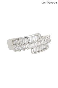 Jon Richard Silver Tone Rhodium Plated Cubic Zirconia Baguette And Pave Ring (N52813) | 124 QAR
