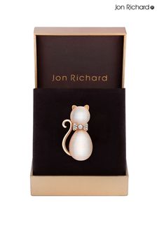 Broșă Jon Richard roz model pisică cu cristale și pietre (N52828) | 131 LEI