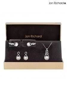 Jon Richard Plated Gift Boxed Crystal Infinity and Pearl Jewellery Set