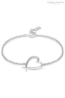 Simply Silver Sterling Silver Tone 925 Polished Open Heart Bracelet (N52870) | €55