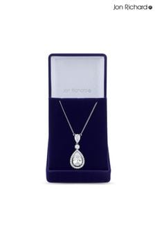 Jon Richard Silver Tone Rhodium Plated Cubic Zirconia Peardrop Pendant Gift Boxed Necklace (N52882) | AED194