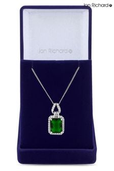 Jon Richard Silver Tone Emerald Cubic Zirconia Pendant Gift Boxed Necklace (N52883) | AED194