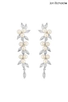 Jon Richard Silver Gold Cubic Zirconia Pearl Crystal Vine Pear Gold Earrings (N52887) | kr389