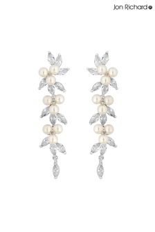 Jon Richard Cubic Zirconia Pearl Crystal Vine Pear Gold Earrings