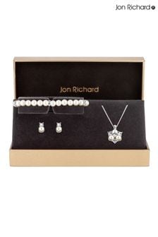 Jon Richard Silver Tone Clear Crystal Pearl And Crystal Cluster Trio Necklace, Bracelet and Earring Matching Set (N52909) | 46 €