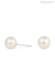 Simply Silver Silver Tone 8mm Fresh Water Pearl Studs Earrings (N52985) | NT$930