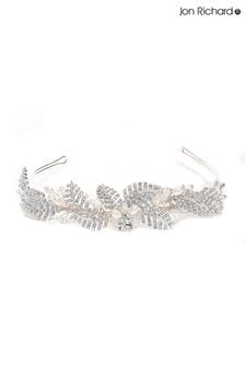 Jon Richard Silver Tone Leah Crystal Pave Gift Pouch Leaf And Pearl Tiara (N53051) | kr920