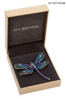 Jon Richard Crystal Blue Pave Dragonfly Brooch - Gift Boxed