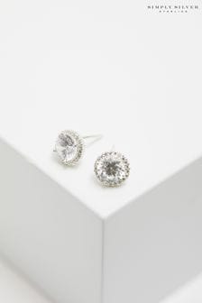 Simply Silver Sterling Silver 925 Cubic Zirconia Pave Surround Stud Earrings (N53138) | €29