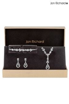 Jon Richard Silver Tone Clear Crystal Floral Trio Gift Boxed Set (N53178) | ₪ 102