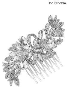 Jon Richard Silver Tone Louisa Silver Navette Crystal Ribbon Swirl Comb - Gift Pouch (N53234) | kr640