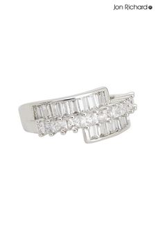 Jon Richard Tone Rhodium Plated Cubic Zirconia Baguette And Pave Ring (N53280) | kr460