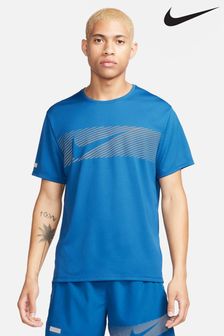 Albastru - Bluză de alergare cu model uv Nike Dri-fit Miler Flash Mânecă scurtă (N53434) | 239 LEI