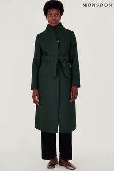 Monsoon Green Saskia Belted Coat (N53490) | €125