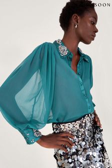 Monsoon Blue Lorenna Embellished Blouse (N53509) | €43