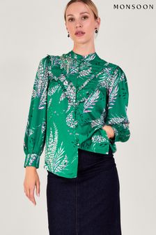 Зеленая блузка с принтом Monsoon Lucille (N53515) | €39