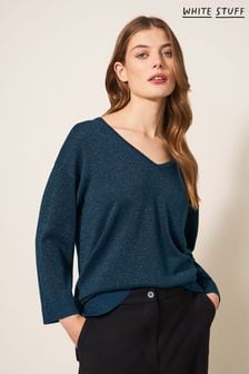 Pull White Stuff bleu nocturne à col en V (N53539) | €37