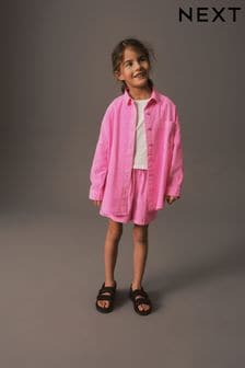 亮粉色 - 襯衫和短褲同款搭配套裝 (3-16歲) (N53600) | NT$800 - NT$1,070