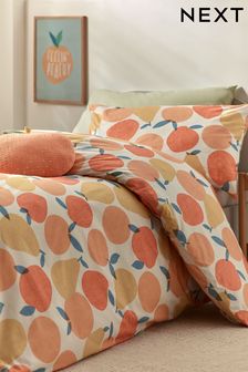 Cream Orange Peaches 100% Cotton Printed Bedding Duvet Cover and Pillowcase Set (N53622) | KRW38,800