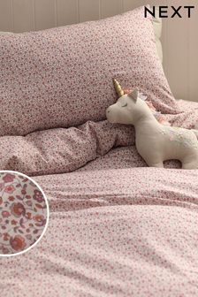 Fig Pink Floral 100% Cotton Printed Bedding Duvet Cover and Pillowcase Set (N53624) | €20 - €31