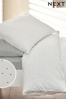 White Speckle Pattern 100% Cotton Printed Bedding Duvet Cover and Pillowcase Set (N53634) | €20 - €31