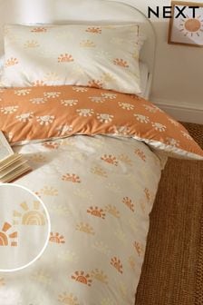 Rust Orange Sun 100% Cotton Printed Bedding Duvet Cover and Pillowcase Set (N53648) | €22