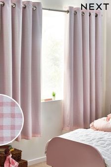 Pink Gingham Eyelet Blackout Curtains (N53675) | $80 - $130