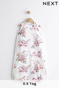 White Pink Floral 0.5 Tog Baby 100% Cotton Sleep Bag (N53685) | €28 - €33