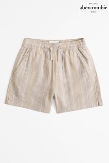 Abercrombie & Fitch Natural Knitted Stripe Short Sleeve Linen Shorts